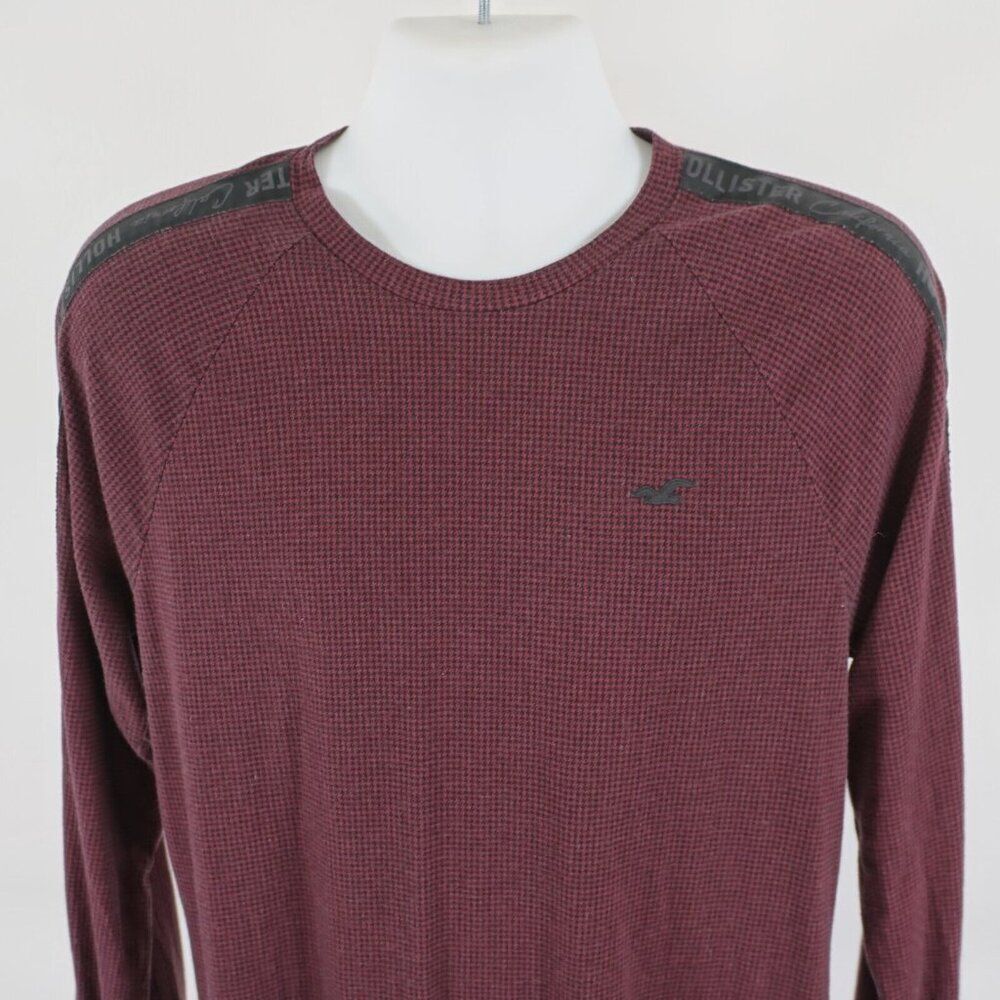 Hollister California Graphic‎ Medium Long Sleeve T-Shirt Red Black Houndstooth